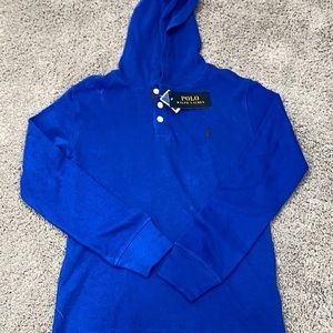 Boys hooded waffle knot shirt, Royal blue, Polo by Ralph Lauren